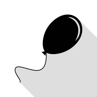 Balon işareti illüstrasyon. Düz stil gölge yolu ile siyah simgesi.