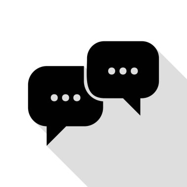 Konuşma işareti kabarcıklar. Düz stil gölge yolu ile siyah simgesi.