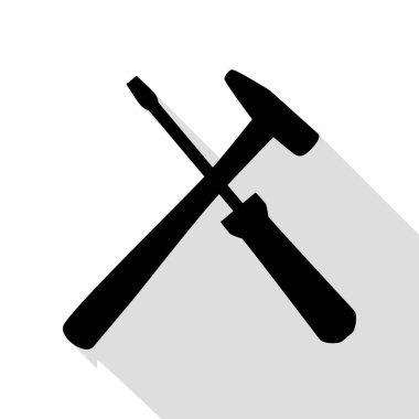 Araçlar illüstrasyon işareti. Düz stil gölge yolu ile siyah simgesi.