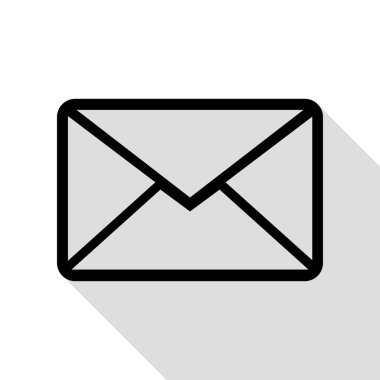 Mektup işareti illüstrasyon. Düz stil gölge yolu ile siyah simgesi.