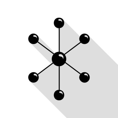 Molekül işareti illüstrasyon. Düz stil gölge yolu ile siyah simgesi.