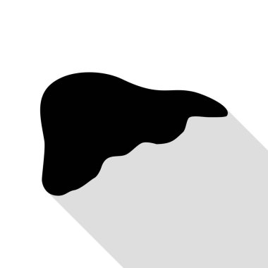 İnsan anatomisi illüstrasyon. Karaciğer işareti. Düz stil gölge yolu ile siyah simgesi.