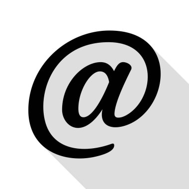 Posta işareti illüstrasyon. Düz stil gölge yolu ile siyah simgesi.