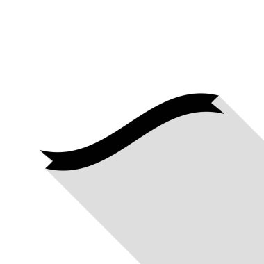 Afiş şerit işareti. Düz stil gölge yolu ile siyah simgesi.