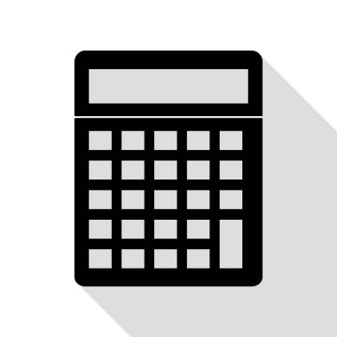 Hesap makinesi basit kayıt. Düz stil gölge yolu ile siyah simgesi.