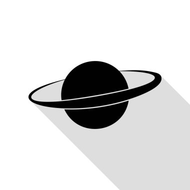 Gezegen yer işareti. Düz stil gölge yolu ile siyah simgesi.