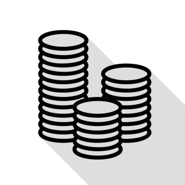 Para işareti illüstrasyon. Düz stil gölge yolu ile siyah simgesi.