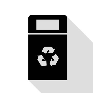 Çöp tenekesi işareti illüstrasyon. Düz stil gölge yolu ile siyah simgesi.