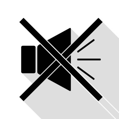 Ses işareti illüstrasyon sessiz işareti ile. Düz stil gölge yolu ile siyah simgesi.