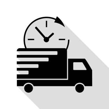 Teslimat işareti illüstrasyon. Düz stil gölge yolu ile siyah simgesi.