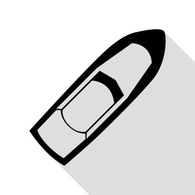 Tekne işareti. Düz stil gölge yolu ile siyah simgesi.