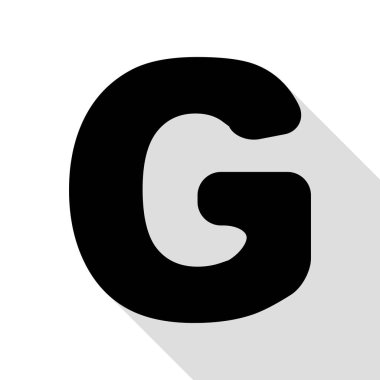 Harf G işareti şablon öğesi tasarım. Düz stil gölge yolu ile siyah simgesi.