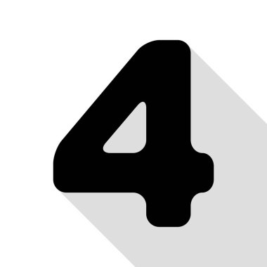 4 numaralı işaret tasarım şablonu öğesi. Düz stil gölge yolu ile siyah simgesi.