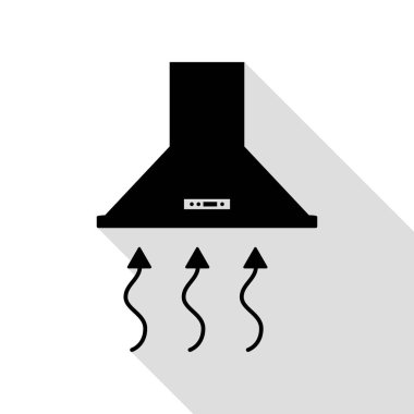 Çok yormak kukuleta. Aralığı hood. Mutfak havalandırma işareti. Düz stil gölge yolu ile siyah simgesi.