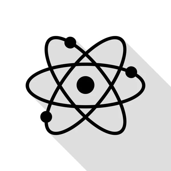 Atom tecken illustration. Svart ikon med platt stil skugga sökväg. — Stock vektor