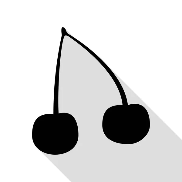 Kirschzeichen-Illustration. schwarzes Symbol mit flachem Schattenpfad. — Stockvektor