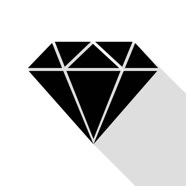Διαμάντι εικόνα σημάδι. Μαύρο εικονίδιο με επίπεδη στυλ σκιάς διαδρομή. — Διανυσματικό Αρχείο