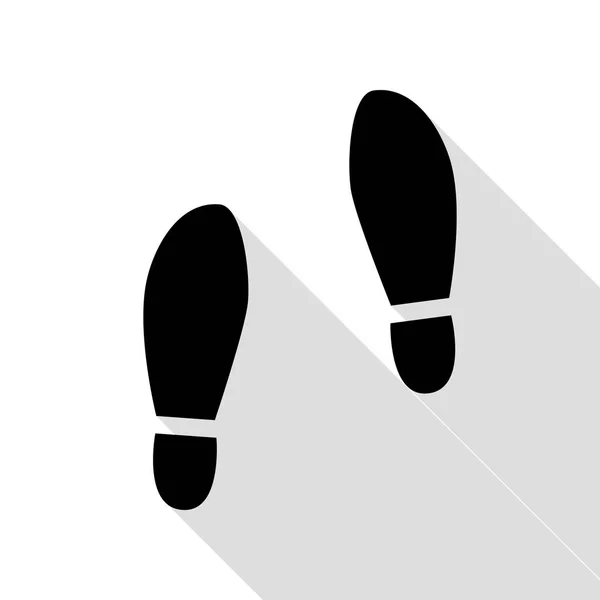 Abdruck Sohlen Schuhe Zeichen. schwarzes Symbol mit flachem Schattenpfad. — Stockvektor