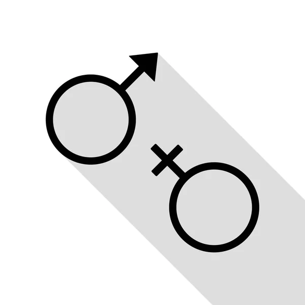 Sexsymbol tecken. Svart ikon med platt stil skugga sökväg. — Stock vektor