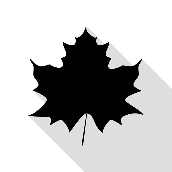 Maple leaf teken. Zwarte pictogram met vlakke stijl schaduw pad. — Stockvector