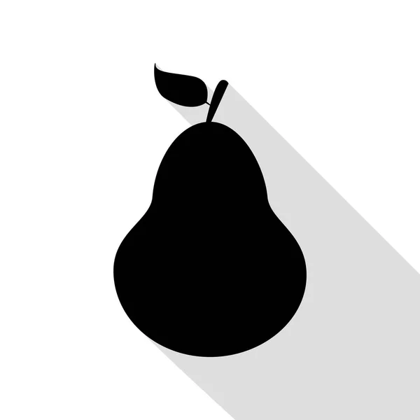 Ilustración del signo de pera. Icono negro con camino de sombra de estilo plano . — Vector de stock