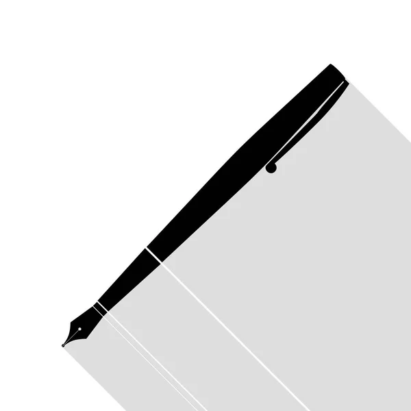 Pen teken illustratie. Zwarte pictogram met vlakke stijl schaduw pad. — Stockvector