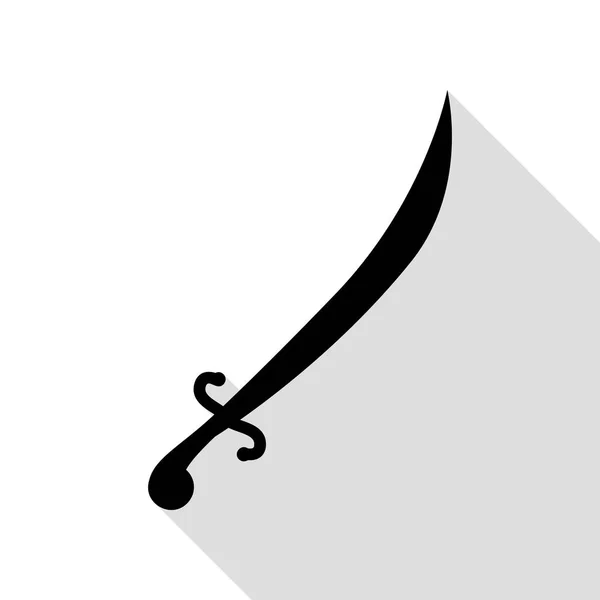 Schwertschild-Illustration. schwarzes Symbol mit flachem Schattenpfad. — Stockvektor
