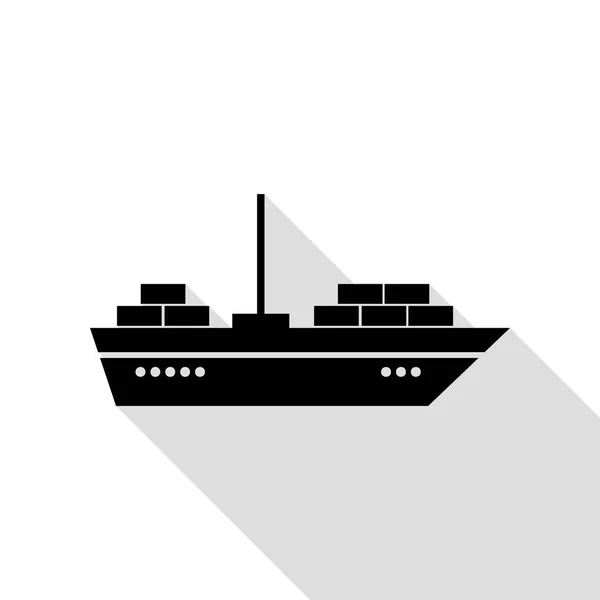 Ship sign illustration. Black icon with flat style shadow path. — Stock Vector