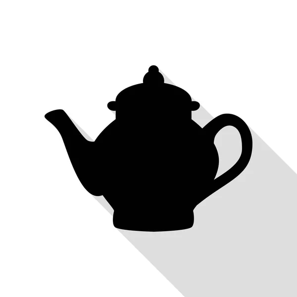 Tea maker sign. Black icon with flat style shadow path. — Stock Vector