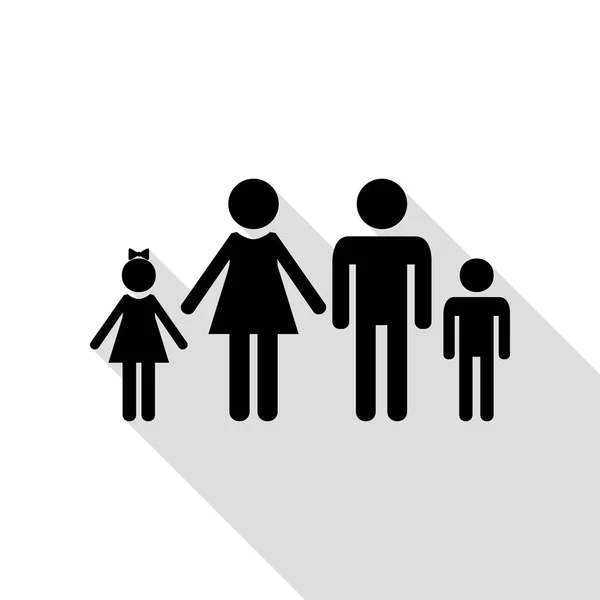Familj logga illustration. Svart ikon med platt stil skugga sökväg. — Stock vektor