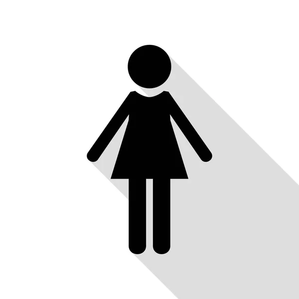 Illustration de signe de femme. Icône noire avec chemin d'ombre de style plat . — Image vectorielle