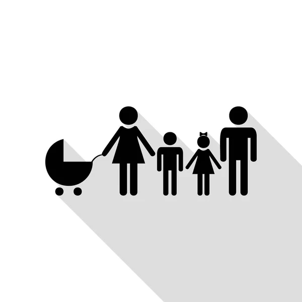 Familienzeichen-Illustration. schwarzes Symbol mit flachem Schattenpfad. — Stockvektor