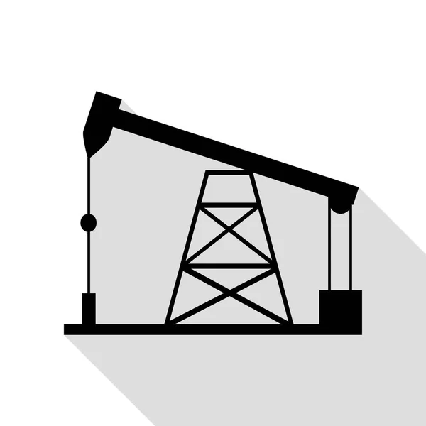 Señal de plataforma de perforación de petróleo. Icono negro con camino de sombra de estilo plano . — Archivo Imágenes Vectoriales