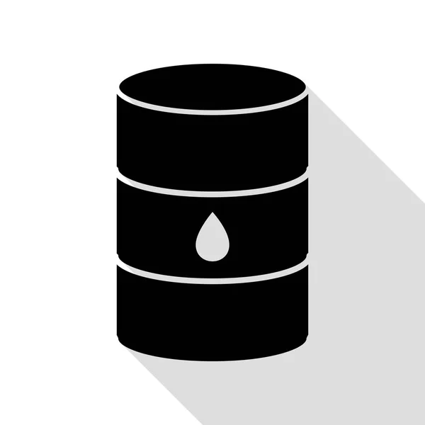 Panneau baril de pétrole. Icône noire avec chemin d'ombre de style plat . — Image vectorielle