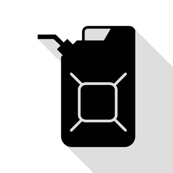 Panneau pétrolier de Jerrycan. Jerry peut signer l'huile. Icône noire avec chemin d'ombre de style plat . — Image vectorielle