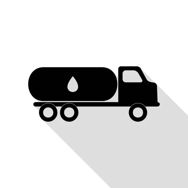 Auto transporteert olie teken. Zwarte pictogram met vlakke stijl schaduw pad. — Stockvector