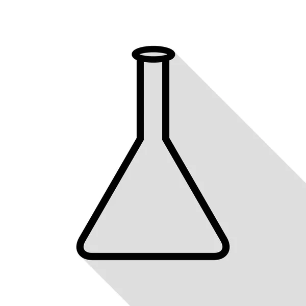 锥形烧瓶标志。与平面样式阴影路径的黑色图标. — 图库矢量图片