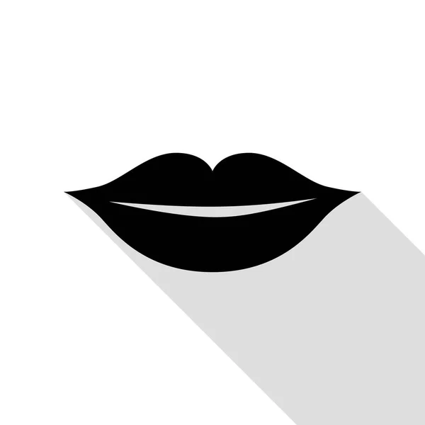 Ilustración de signos de labios. Icono negro con camino de sombra de estilo plano . — Vector de stock