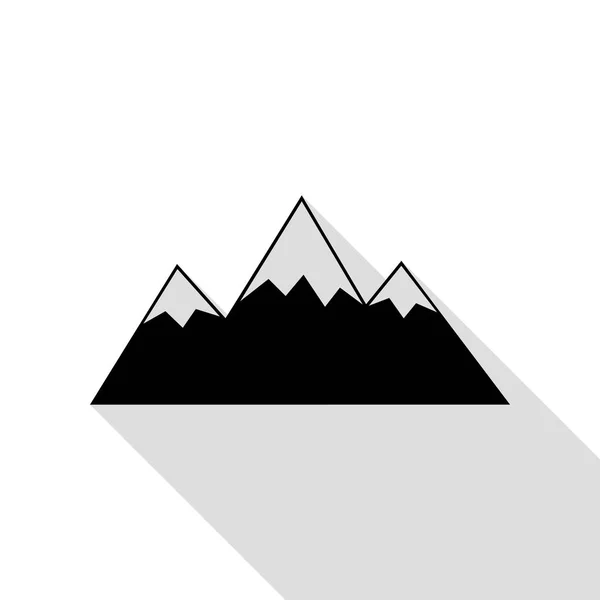 Mountain tecken illustration. Svart ikon med platt stil skugga sökväg. — Stock vektor