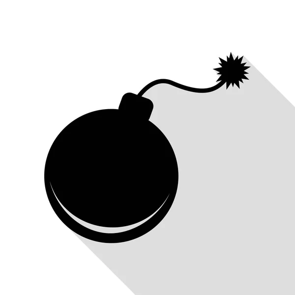 Знак бомби ілюстрація. Чорна піктограма з пласким стилем шляху тіні . — стоковий вектор