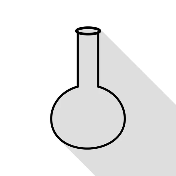 管。实验室玻璃标志。与平面样式阴影路径的黑色图标. — 图库矢量图片
