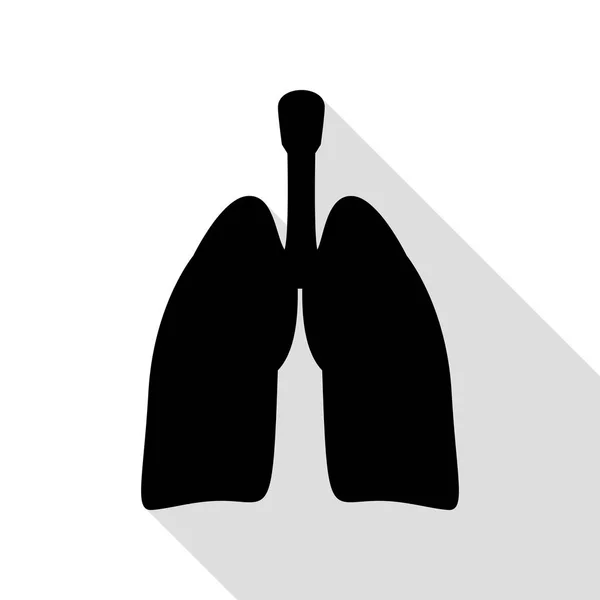 Organi umani Segno polmonare. Icona nera con percorso ombra in stile piatto . — Vettoriale Stock
