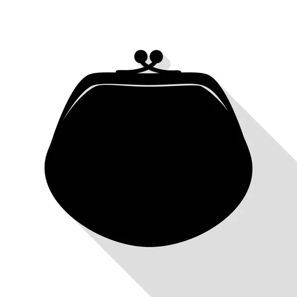 Иллюстрация сумочки. Черная иконка с плоской тенью . — стоковый вектор