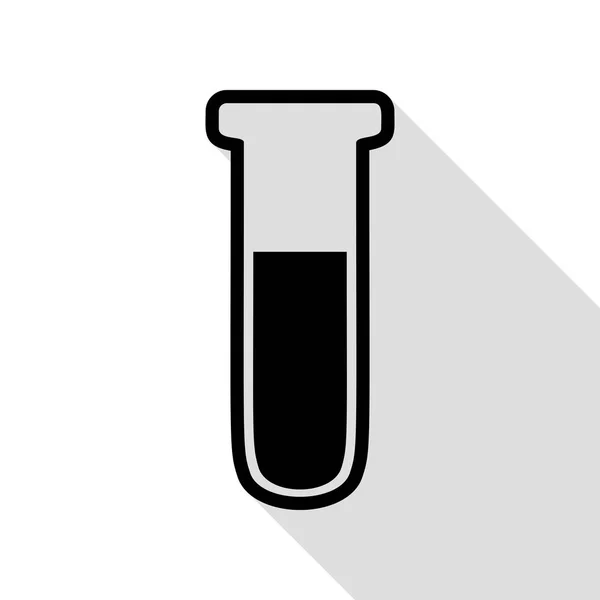 Tıbbi tüp simgesi. Laboratuvar cam işareti. Düz stil gölge yolu ile siyah simgesi. — Stok Vektör