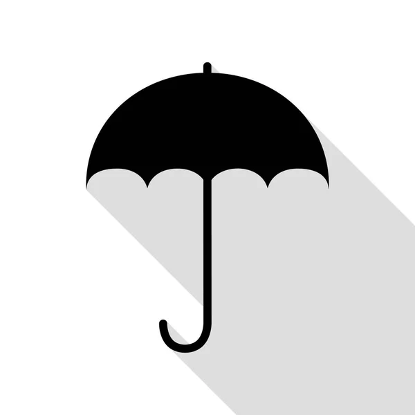 Ícone de sinal guarda-chuva. Símbolo de proteção contra chuva. Estilo de design plano. Ícone preto com estilo plano caminho de sombra . — Vetor de Stock