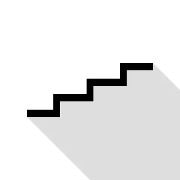 Escalier signe. Icône noire avec chemin d'ombre de style plat . — Image vectorielle