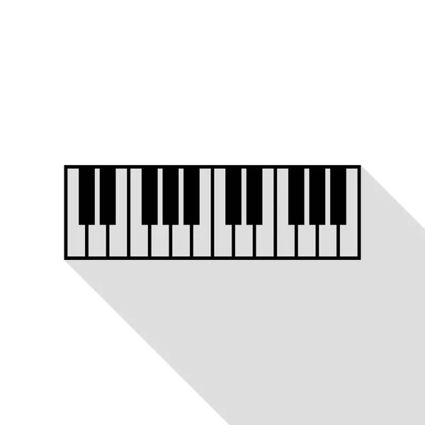 Letrero de teclado de piano. Icono negro con camino de sombra de estilo plano . — Archivo Imágenes Vectoriales