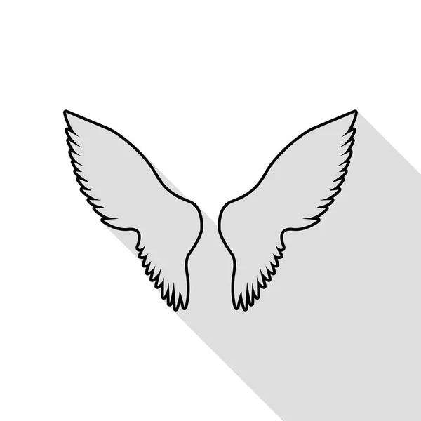 Illustration des ailes. Icône noire avec chemin d'ombre de style plat . — Image vectorielle