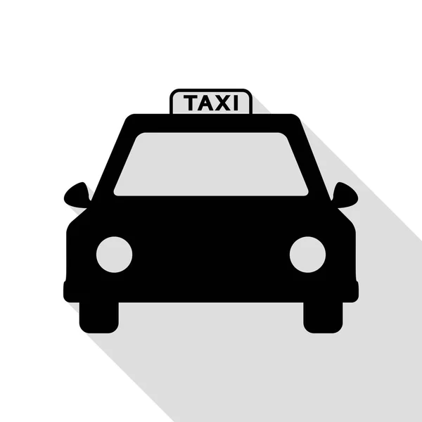 Taxi tecken illustration. Svart ikon med platt stil skugga sökväg. — Stock vektor