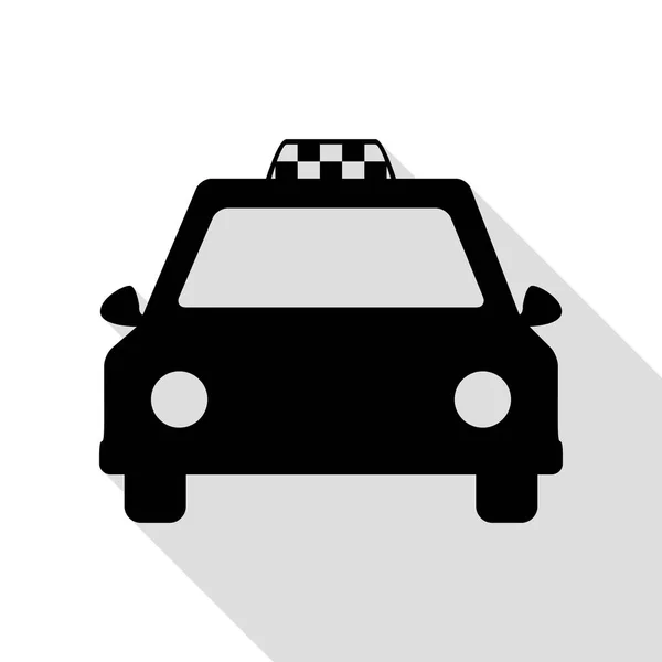 タクシー記号図。フラット スタイルのシャドウのパスと黒のアイコン. — ストックベクタ